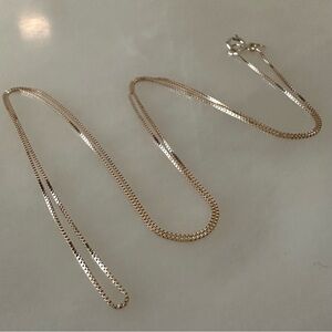 14k Solid Gold 1mm Wide Box Chain Necklace